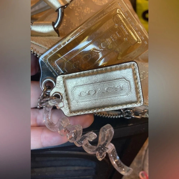 COACH Poppy Purse Bag Signature Cs Monogram Cream and Gold THREE Hang Tags GUC - Picture 15 of 16